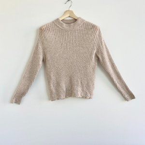 MUJI Yak Blend Wool Ribbed Sweater. Oatmeal/Taupe Color. Size XS.